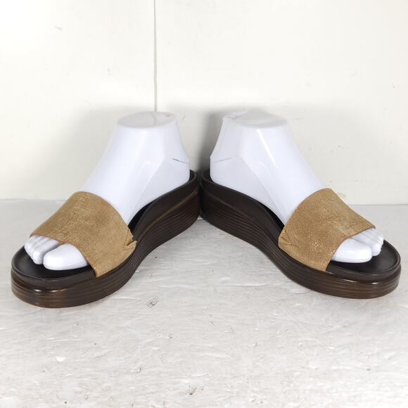 Donald J. Pliner Women’s Fiji US 7,5M Bronze Metallic Leather Wedge Sandals - Picture 6 of 16